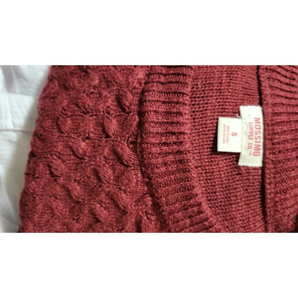 MOSSIMO BURGUNDY CABLE KNIT CREWNECK PULLOVER WOMENS SMALL SWEATER - Picture 4 of 5